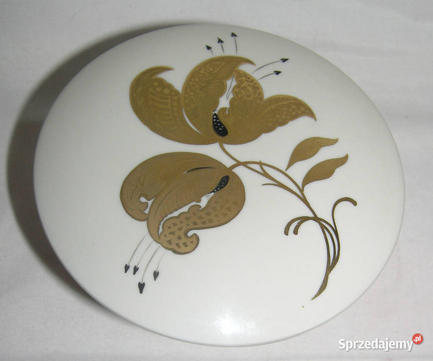 bomboniera vintage złota lilia SchaubachDd dolnośląskie Bartków