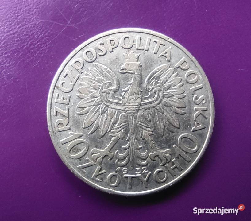 Moneta II RP 10 1932 GŁOWA KOBIETY bzm Srebro Pruszków