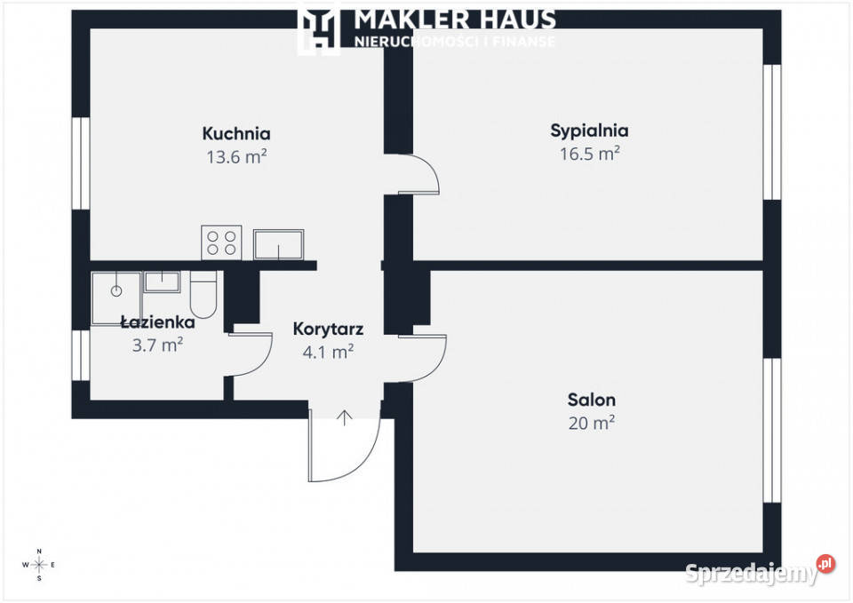 Mieszkanie 58 m 2 pokoje I piętro dwustronn Gołdap