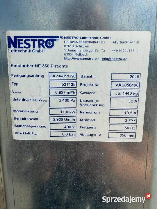 Odciąg pyłuwyciąg trocinfiltr samoczyszczący Zdziechowice