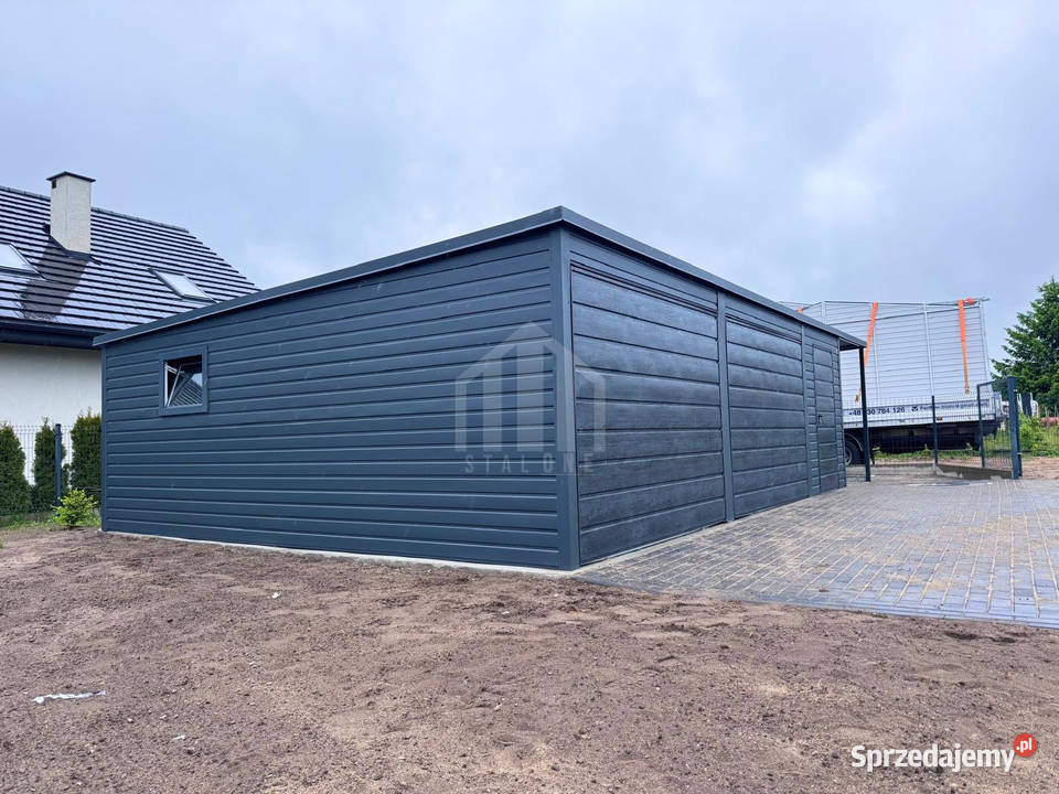 Garaż blaszany 8x5m wiata 2m 2x brama uchylna samodzielny Drawsko Pomorskie