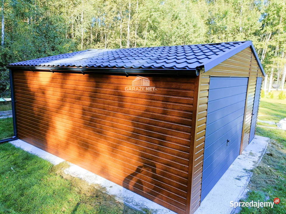 GARAŻ BLASZANY 5m x 6m DWUSPAD BRAMA DRZWI OKNO Łapanów