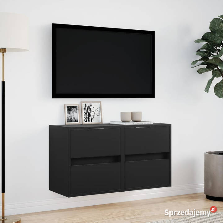 Ścienne szafki TV z LED 2 czarne 41x31x45 Warszawa