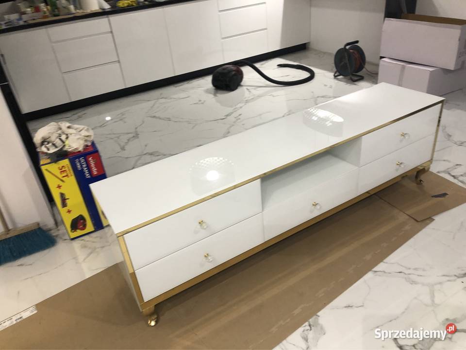 Komoda RTV złota biała nowoczesna glamour wielkopolskie Kępno