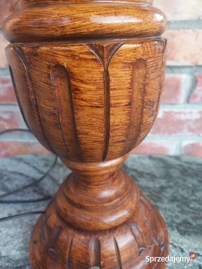 Lampka drewniana z materiałowym kloszem Nocna Gawroniec