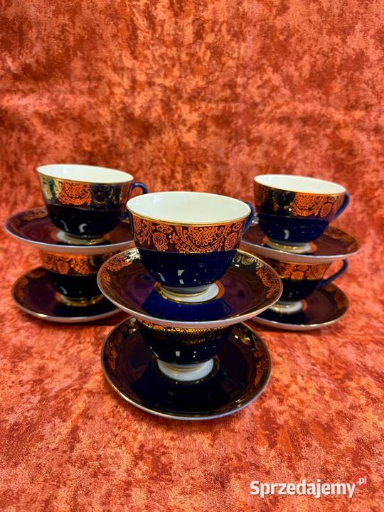 Zestaw 6 filizanek Lomonosow kobalt świętokrzyskie Kielce