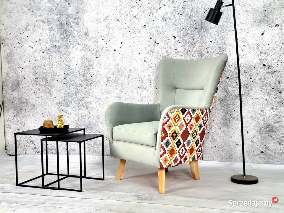 Fotel Tapicerowany Royal Dwukolorowy Dostawa 0 Tarchały Małe
