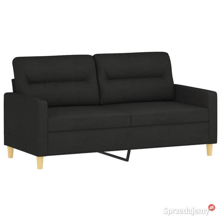 2osobowa sofa z poduszkami czarna 140 tkanina