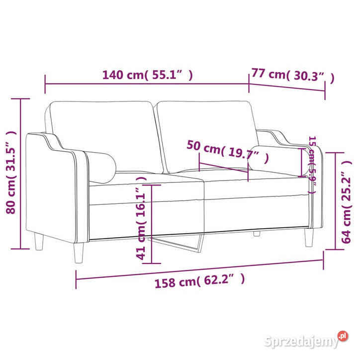 2osobowa sofa z poduszkami jasnoszara 140 mazowieckie Warszawa