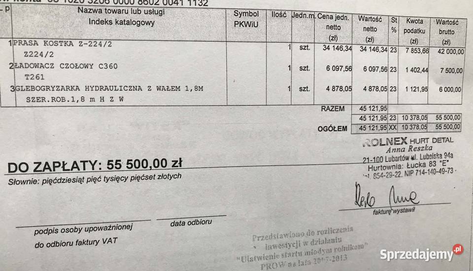 Prasa kostkująca Sipma Z2242 2011r Kostkujące lubelskie Czerwonka-Gozdów