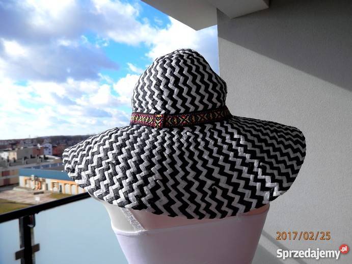 Kapelusz Atmosphere Duże Rondo CzarnoBiałe Dla kobiet podlaskie