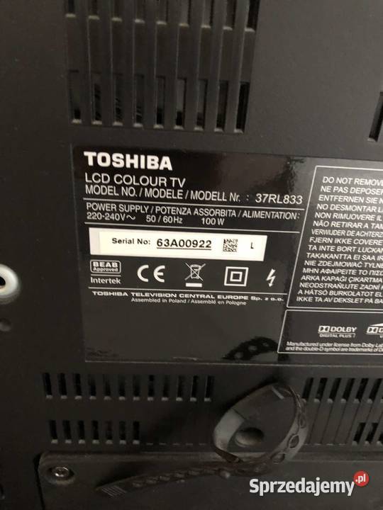 Telewizor LCD Toshiba moldel 37RL833 42 Zbiersk