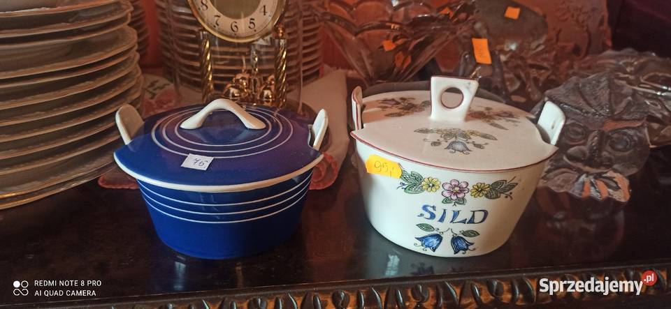 Puzderko pojemnik sygnowany Z pokrywką kobaltowy Gdańsk