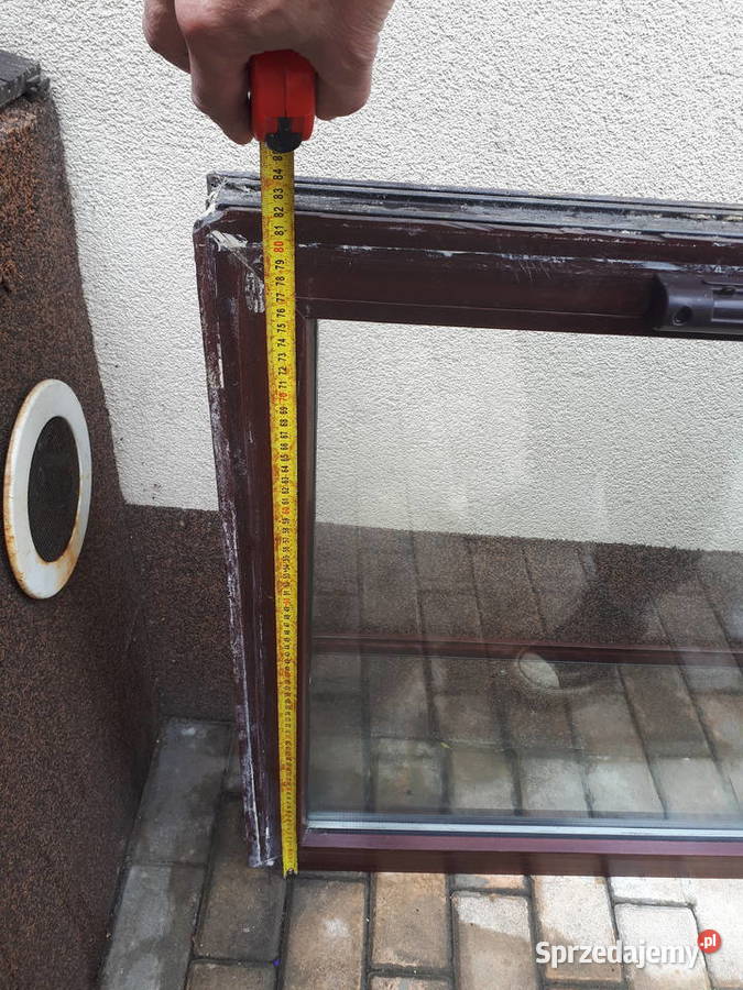 Okno 80x82 fix nieotwieralne brąz sprzedam