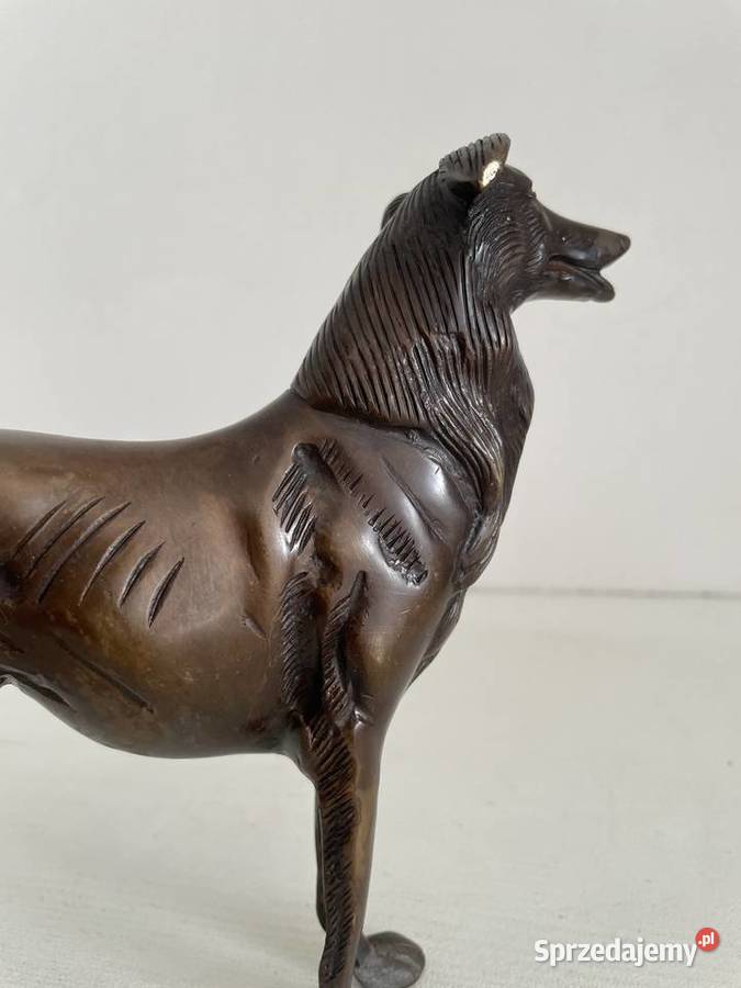 Art Deco stara figurka psa z brązu w stylu art