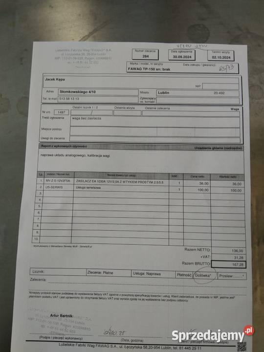 Waga platformowa magazynowa FAWAG TP 150 do 150
