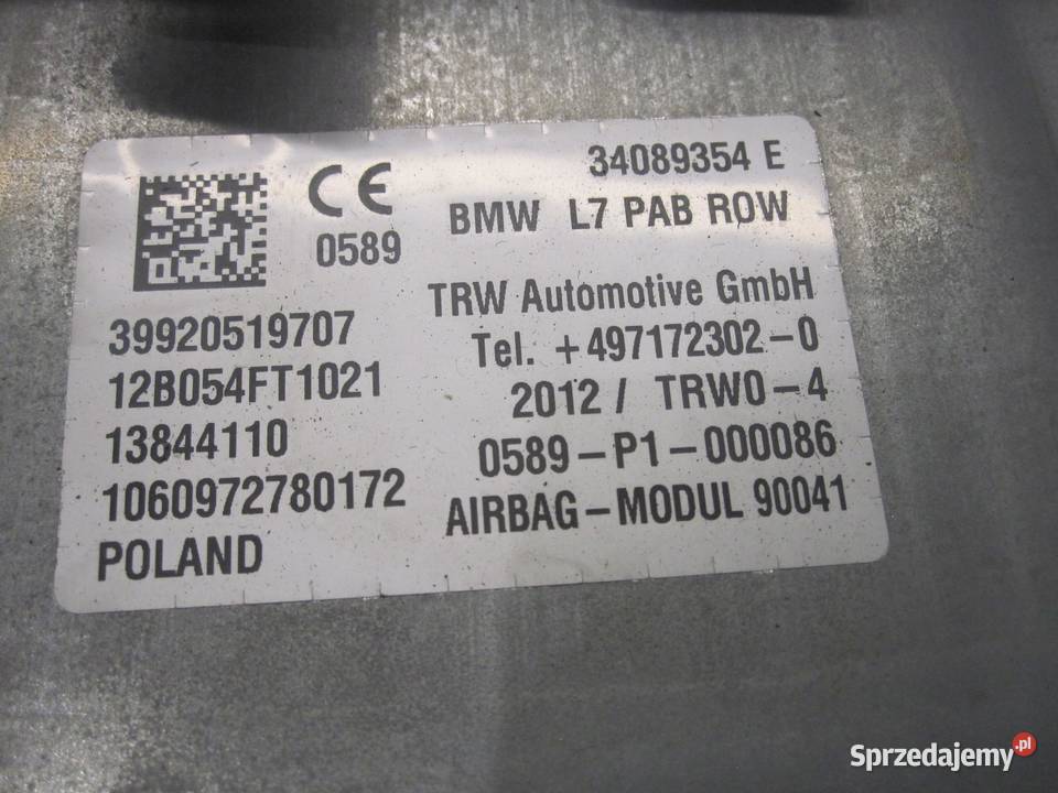 BMW F20 12r AIRBAG poduszka pasażera 9205197 osobowe Poduszki powietrzne świętokrzyskie