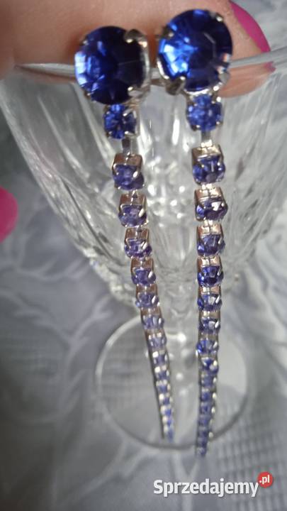 SZAFIROWE DŁUGIE KOLCZYKI Z FALSETOWANYCH Piła