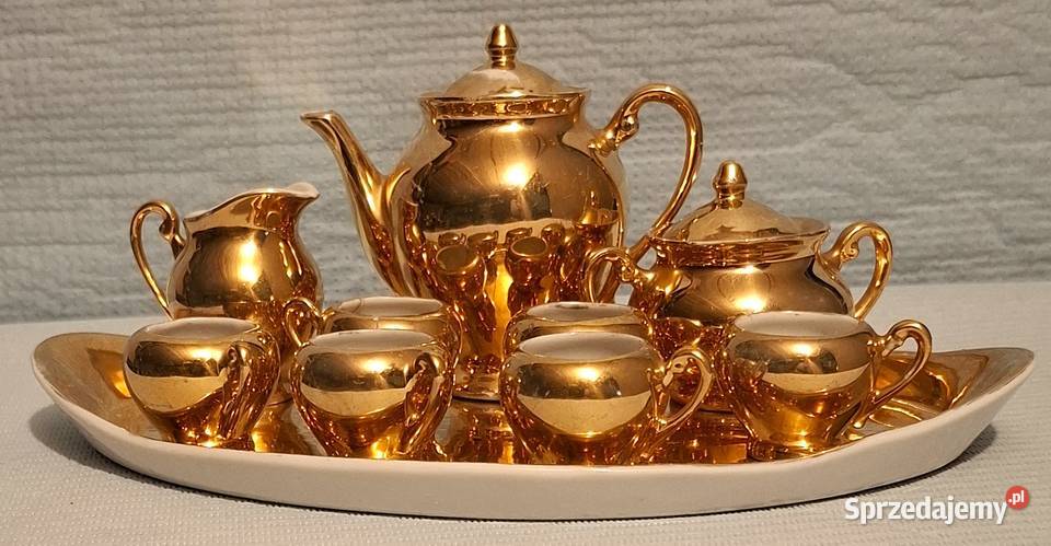 Ćmielów Złocony Zestaw Porcelanowy Lalek Gliwice
