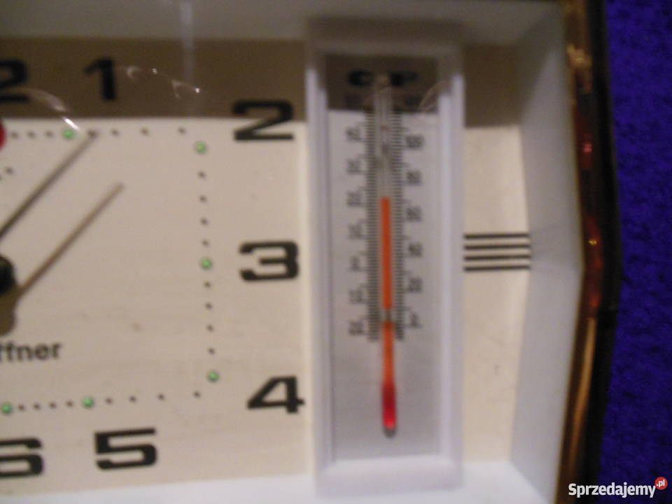 Budzik mechaniczny z termometrem Hoffner z PRLu Kielce