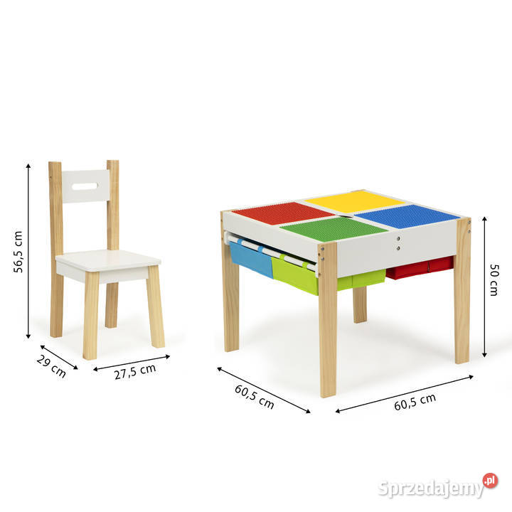 Drewniane meble dzieci zestaw stół 2 krzesła Smogorzów