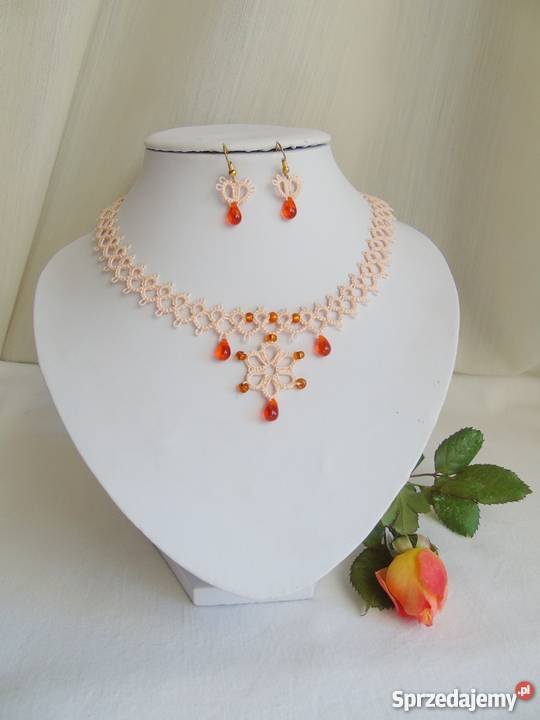 Biżuteria Frywolitkowa Wiśniowa