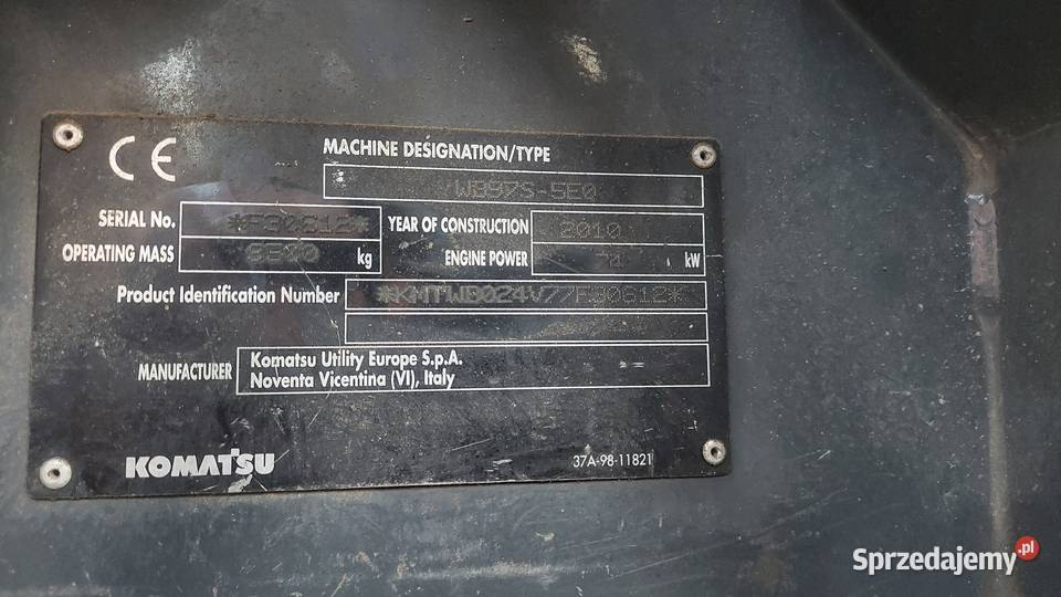 koparkoładowarka KOMATSU WB97S5 Dobre Miasto sprzedam