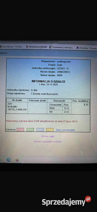 Działki rolne w Bieszczadach Jankowce ze Sprzedaż podkarpackie