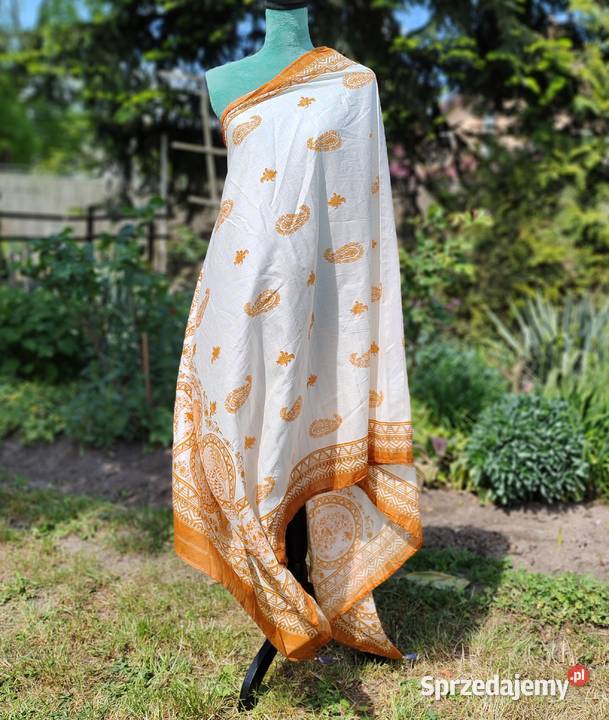 Duża chusta bawełna szal pareo kolor złoty Szczecin sprzedam