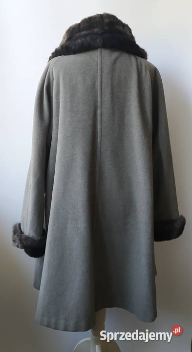 Szary płaszcz z czarnym futrem sztucznym 44 CA Kurtki i płaszcze Warszawa