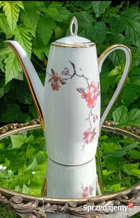 Dzban w kwiaty złocony z bawarskiej porcelany Porcelana i szkło Pabianice