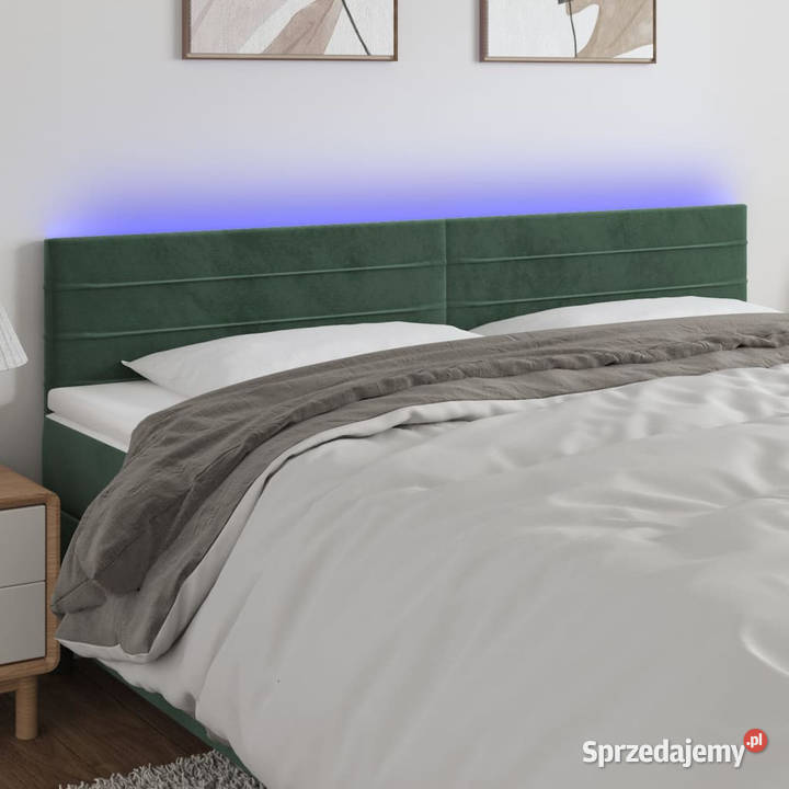 Zagłówek do łóżka z LED ciemnozielony 180x5x7888 mazowieckie Warszawa