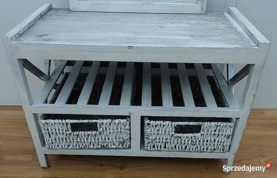 Lustro i szafka na buty z wiklinowymi koszykami Chrzanów