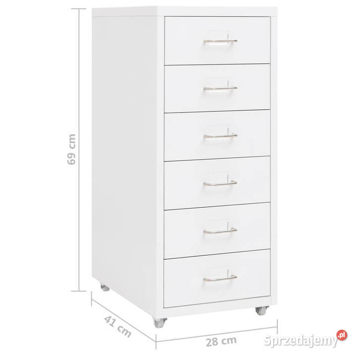 Mobilna szafka kartotekowa biała 28x41x69