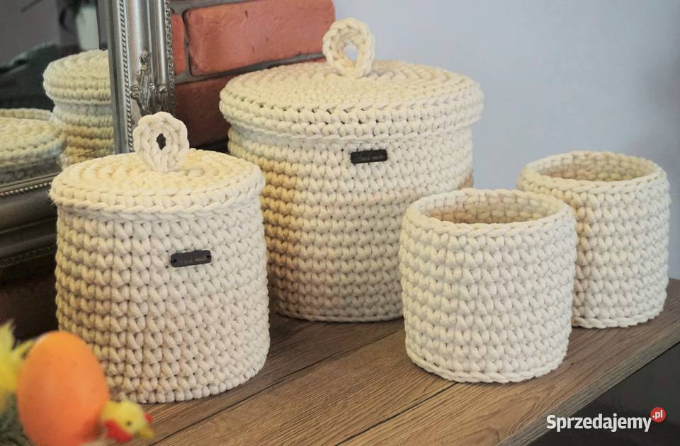 Komplet koszyków pokrywki polskie rękodzieło lubelskie Józefów