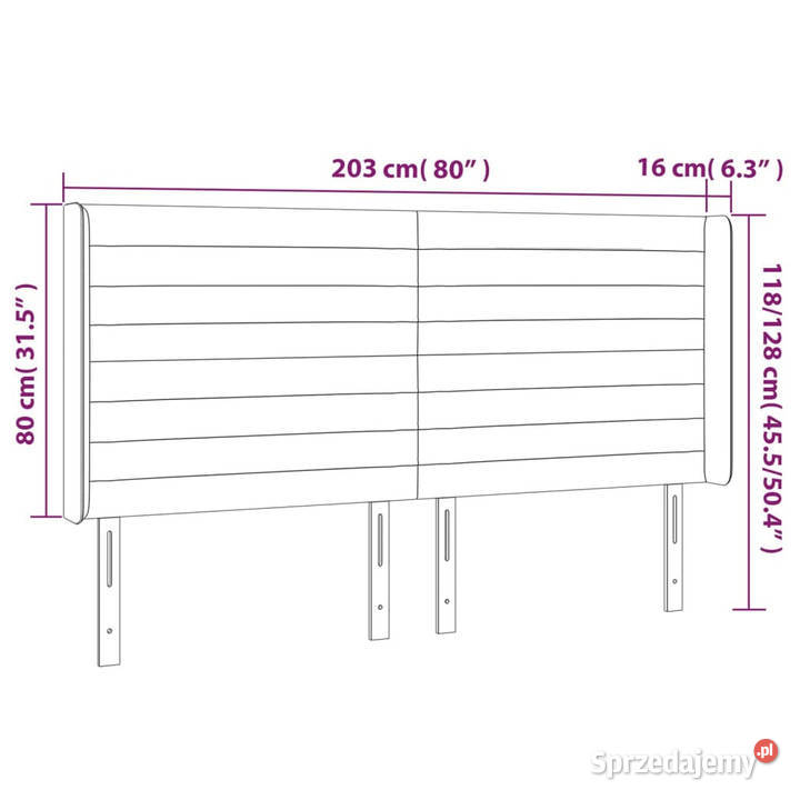 Zagłówek do łóżka z LED niebieski 203x16x118128 mazowieckie Warszawa