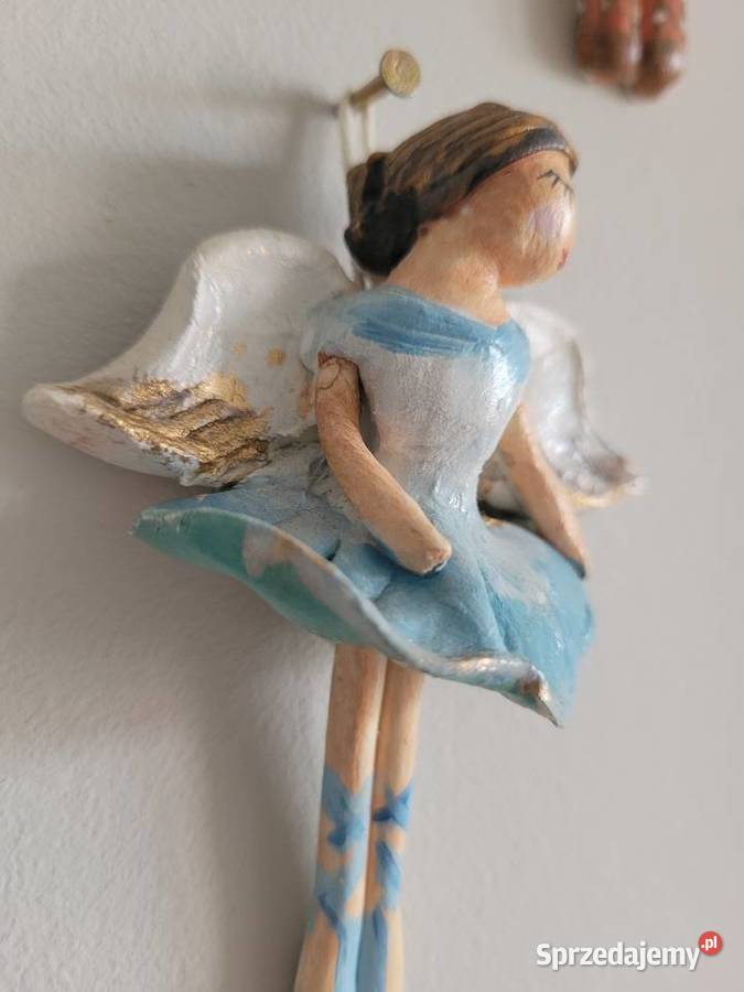 3 Aniołki piękne małe figurki w błękitach Poznań