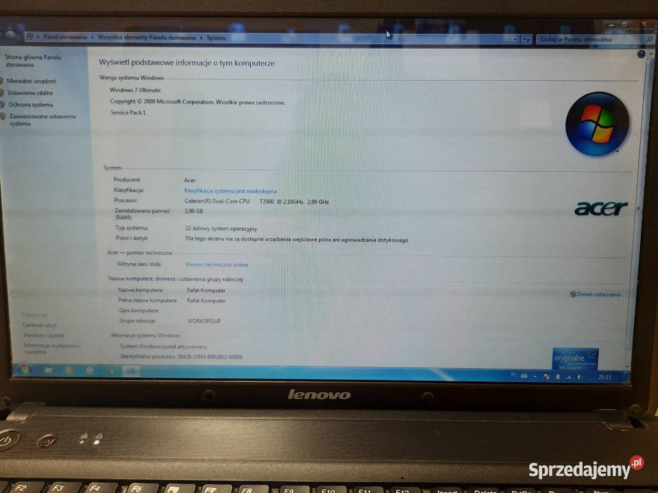 Laptop Lenovo G550 Windows 7 Ultimate 2GB