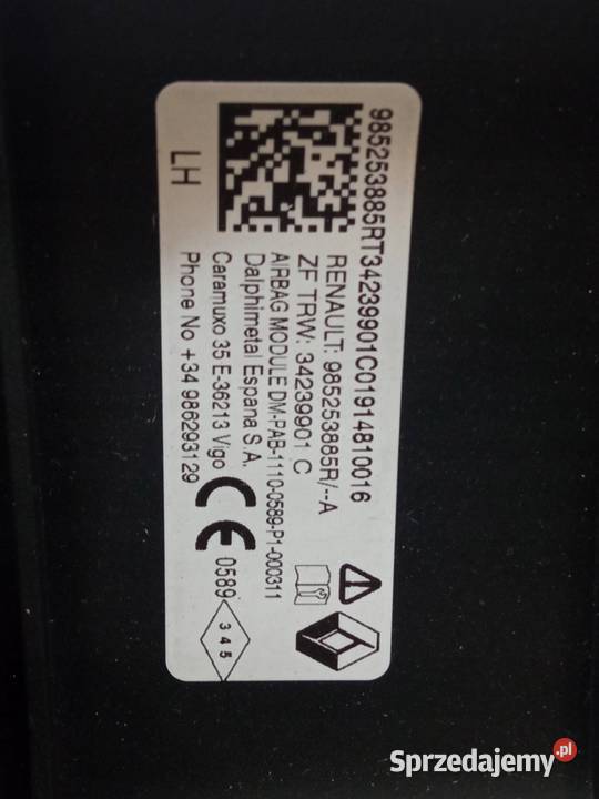 PODUSZKA POWIETRZNA AIRBAG PRAWA PASAŻERA