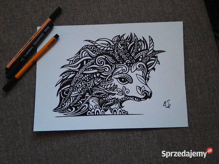 Rysunek jeż 1 cienkopis A4 250gm2 Warszawa