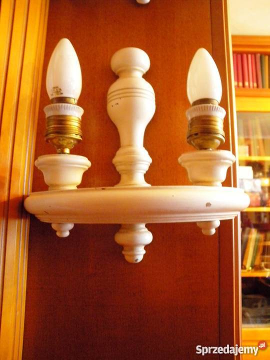 Kinkiety białe drewniane komplet 2 sztuki