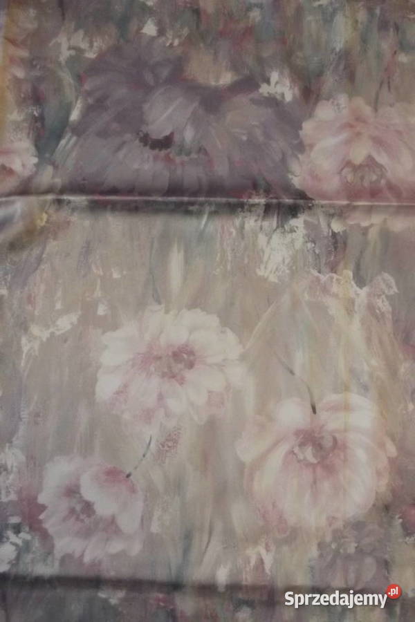 Piękny obrus kwadrat 142142 satyna kwiaty wielokolorowy Obrusy i serwety śląskie