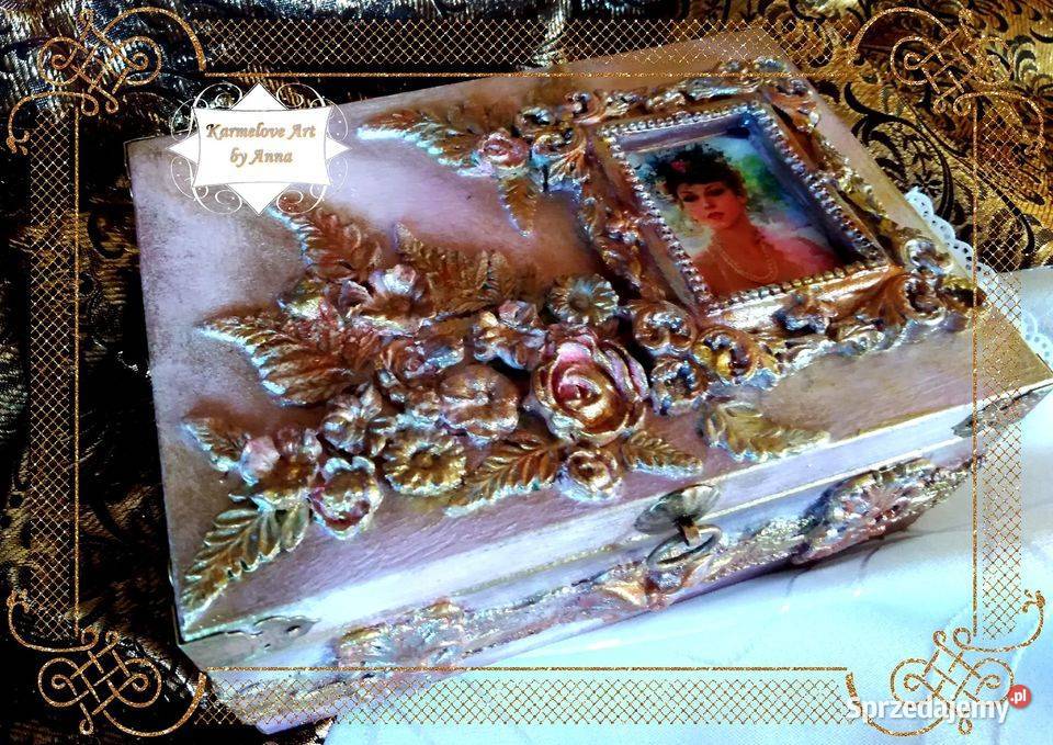 Szkatułka drewniana decoupage rękodzieło prezent