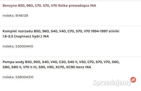 Volvo 960 b6304s Rozrząd pompa wody rolka Ruda Śląska sprzedam