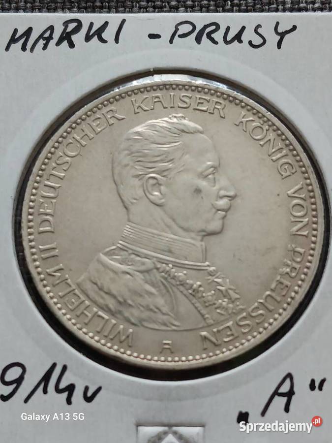 3 Marki Prusy Wilhelm II 1914 r men A Śliczny Konin