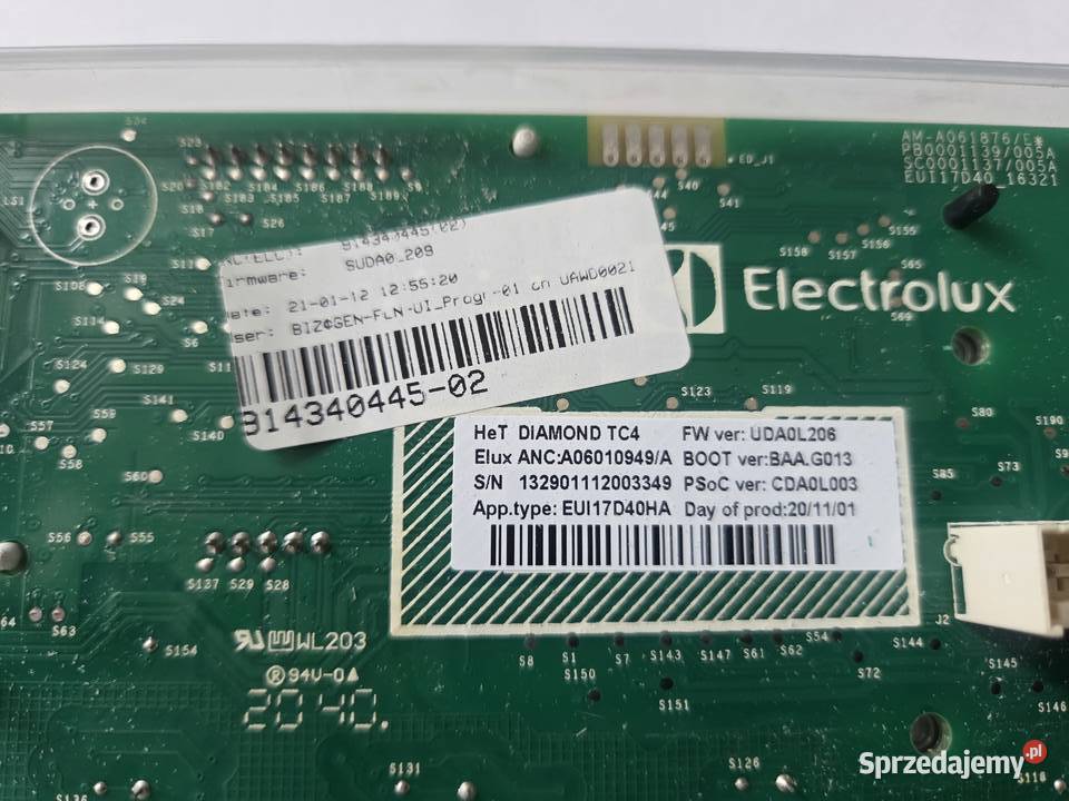 Interfejs pralki Electrolux DIAMOND T4 Wałbrzych