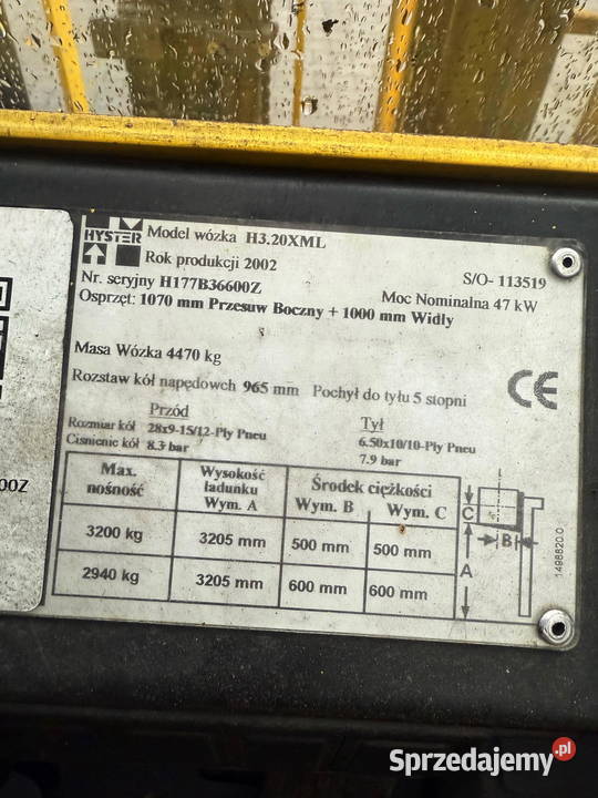 wózek widłowy HYSTER H320XM wolny skok przesuw Działoszyn