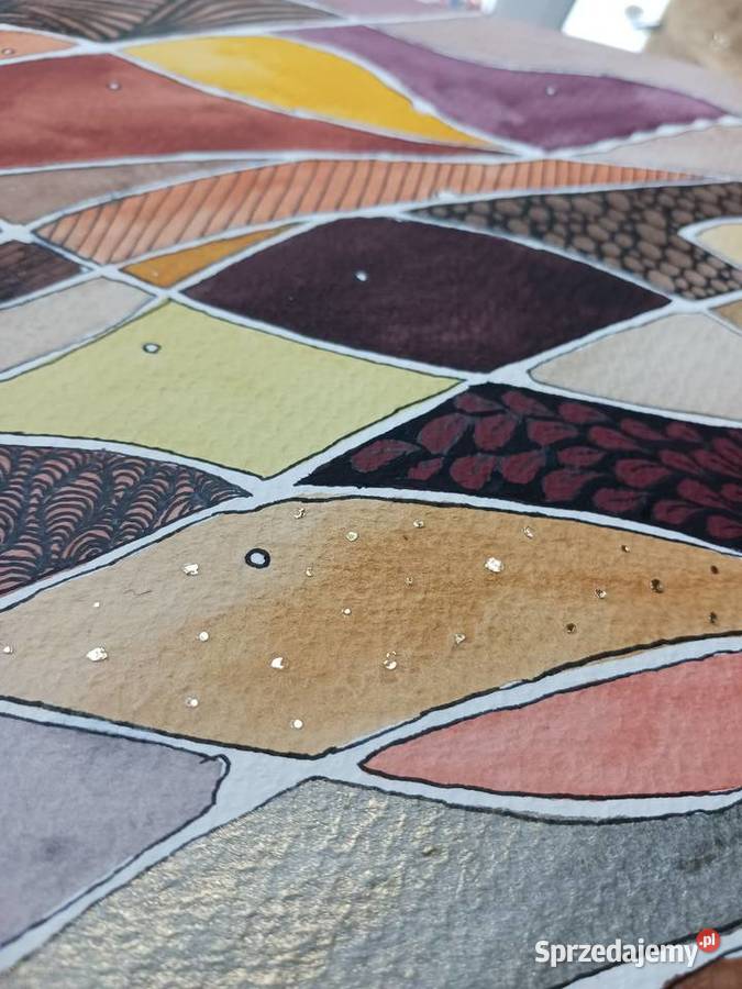 Akwarela A4 Obraz Abstrakcja pt Kolory jesieni Warszawa