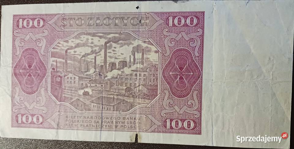 100 złotych Robotnik 1VII1948 rseria HTw ramce Konin