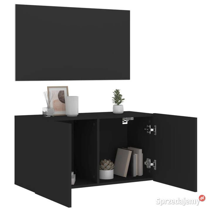 Ścienna szafka TV czarna 80x30x41 WM836954